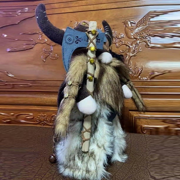 Muñecos de gnomo de guerrero vikingo sin rostro, regalo de juguetes de peluche enano (Viking Warrior Brown) Ehuebsd Libre de BPA