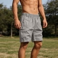 thumbnail image 5 of YLSDY Men's Solid Button Pocket Cargo Shorts, Elastic Waist Design, Outdoor Casual Stylish Shorts Gray XXL, 5 of 9