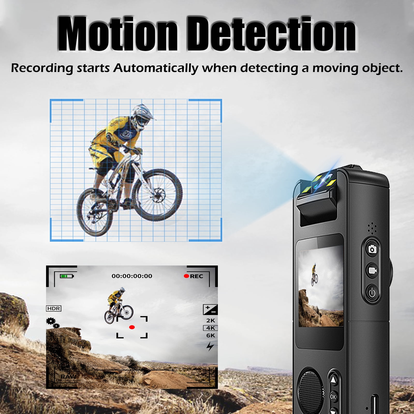 RONY 128GB 2K Wearable Body Camera with Audio and Video Recording with 180° Rotate Lens 1.54’’ Display Screen Magnetic Back Clip, Black, 1 Count