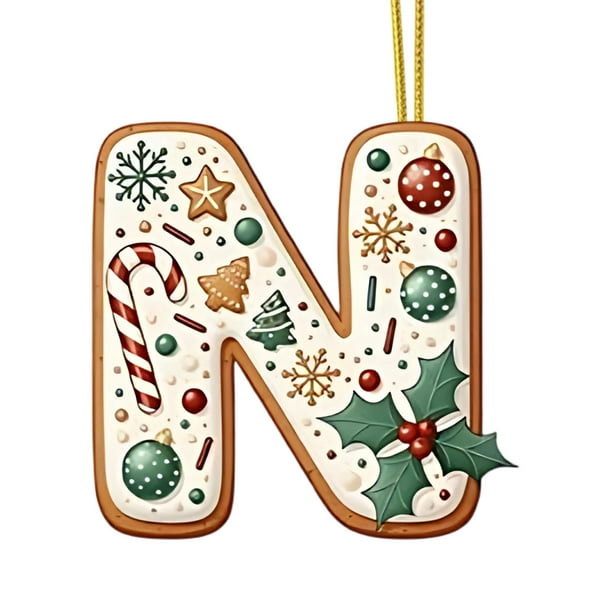 Lekihaqq Christmas Tree Decorations 26 Letters Acrylic Pendant Hanging Ornaments DIY Crafts for Home Holiday Xmas Decor