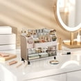 thumbnail image 4 of Makeup Organizer For Vanity Countertop With 2 Large Drawers Spacious Display Cabinet Partitioned Top Compartment 6 Brush Holders Beauty Storage, 4 of 4