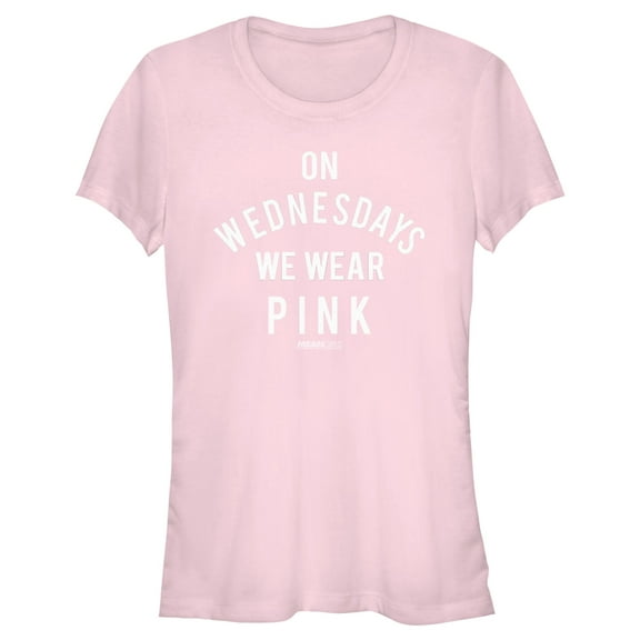 Junior's Mean Girls On Wednesdays We Wear Pink White Bold Graphic Tee Light Pink 2X Large