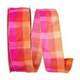 thumbnail image 2 of Jam Paper Plaid Ribbon, 1.5 In X 50 Yards, 2/Pack, Pink And Orange, 2 of 2