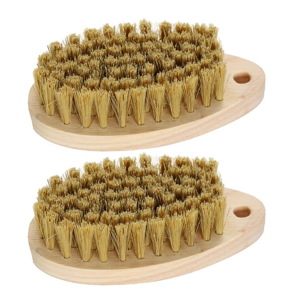 Tersarium 2pcs Wooden Laundry Scrub Brush Comfort Grip Floor Heavy Duty Cleaning BrushesTile Shoes Washing Tools