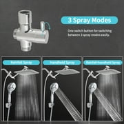 VXV 7-setting shower Head, 8” Rain Shower Head with Handheld Spray Combo, 11 Extension Arm Height Adjustable, High Pressure Shower Heads, chrome