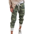 thumbnail image 4 of WCJM Women's Camouflage Print Cropped Hiking Pants Elastic Waist with Drawstring Lightweight Quick Dry Joggers Outdoor Travel Cargo Bottoms with Button Pockets, 4 of 7