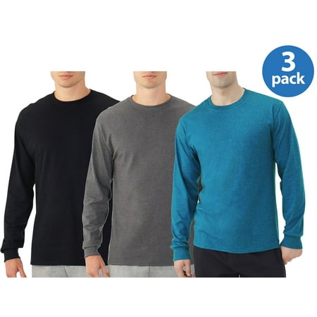 Rib Long Sleeve Crewneck Tee - Fruit of the loom eversoft men‘ s long sleeve crew t shirt with rib cuffs, 3 pack for $11