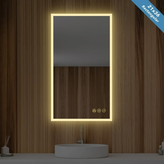 Blossom 21x36 LED Lighted Mirror for Bathroom Wall with Anti-fog, Dimmer & Adjustable Color Temperature