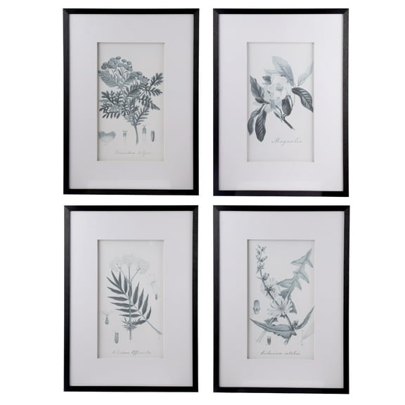 A&B Home Set of 4 20x28 inch Botanical Black And White Faux Pencil Art