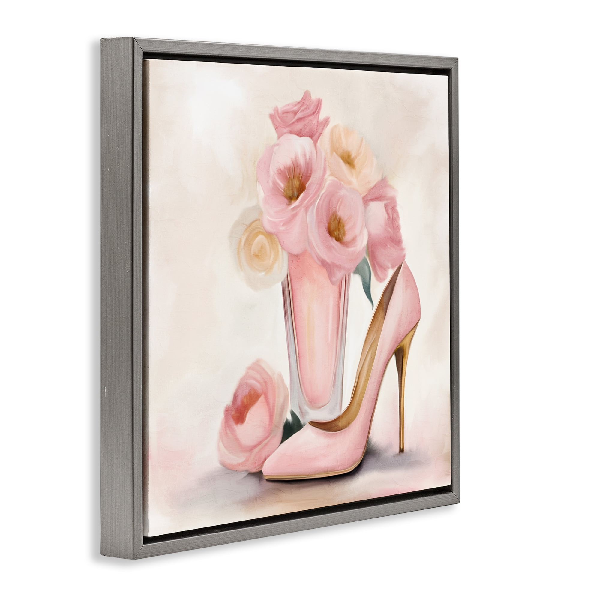 Stupell Industries Pink Beauty Bouquet Gray Framed Floater Canvas Wall Art, design by Kim Allen