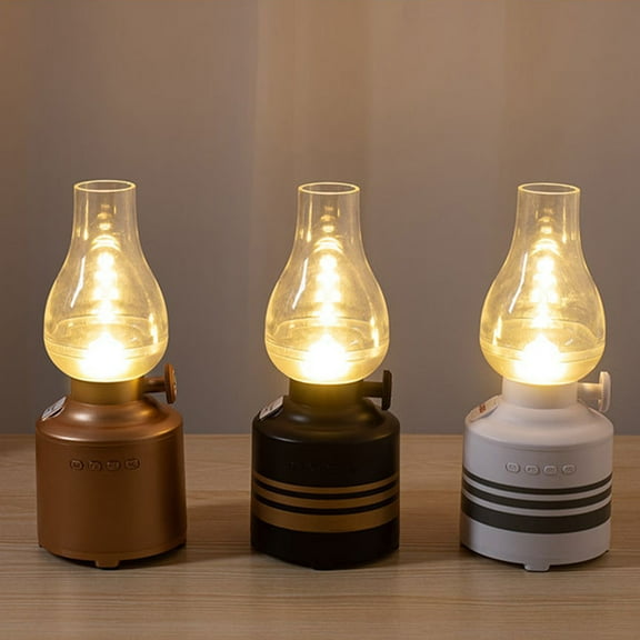 White Noise Sleep Music Bluetooth Speaker Lamp | Vintage Kerosene Lamp Shape Night Light | Stepless Dimming | Built-In Sleep Sounds | Portable Wireless | 8.27"x3.35" | Multi-Input | Gold Black White