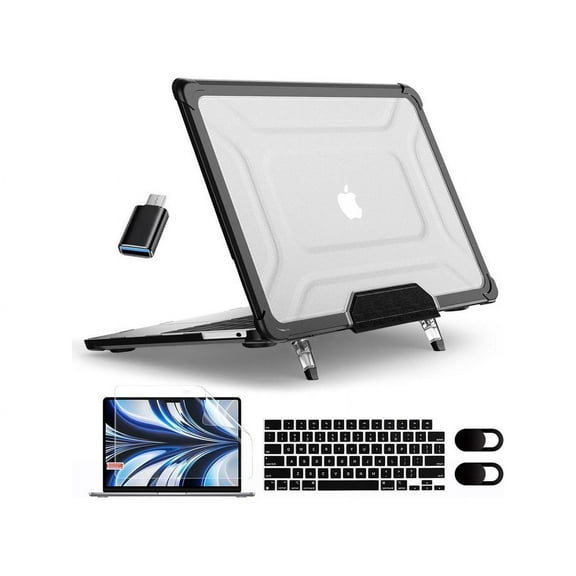 Case for MacBook Air 15 inch 2023 M2 Chip Model A2941, Laptop Hard Shell Cover with Fold Kickstand, Keyboard Skin, Screen Protector, Camera Cover, USB C Adapter