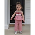 thumbnail image 3 of Toddler Baby Girl Halloween Christmas Outfit Smocked Spaghetti Strap Tank Top Wide Leg Pants Set, 3 of 9