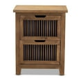 thumbnail image 3 of Baxton Studio Clement Rustic Transitional Medium Oak Finished 2-Drawer Wood Spindle Nightstand, 3 of 5