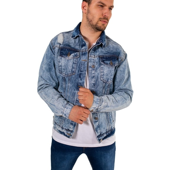 Skylinewears Men's Stylish Blue Denim Trucker Jacket Casual Biker Jacket for Everyday Wear Size S