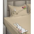 thumbnail image 5 of Ambesonne Easter Fitted & Top Sheet Set with Shams, Bunny on Bike Egg Balloons, Beige and Purple, 5 of 7