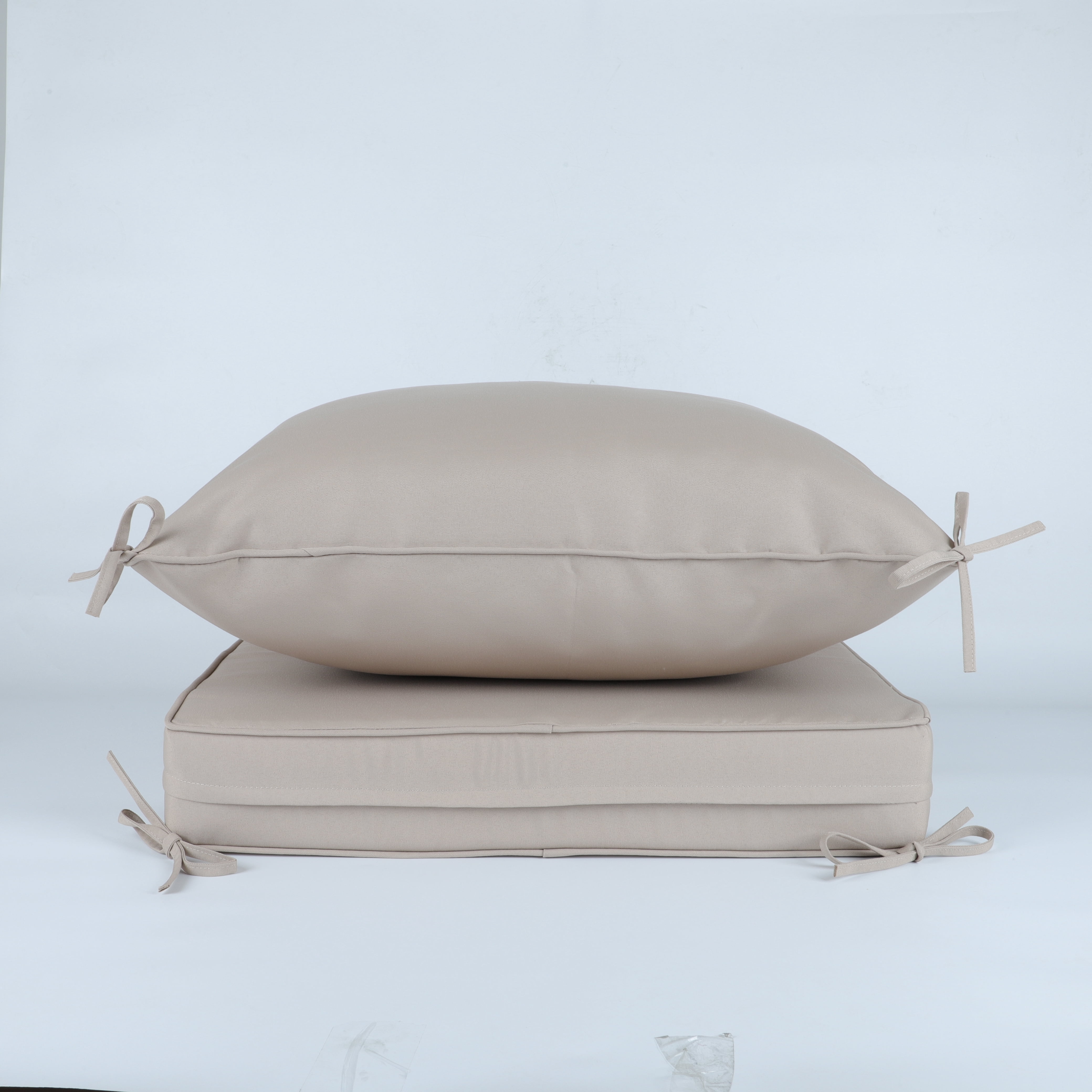 2 PCS Set 24x24 in Outdoor Deep Seat Cushion- Waterproof Fade-Resistant Patio Furniture Cushions with Removable Covers, Adjustable Straps & Handles,Beige