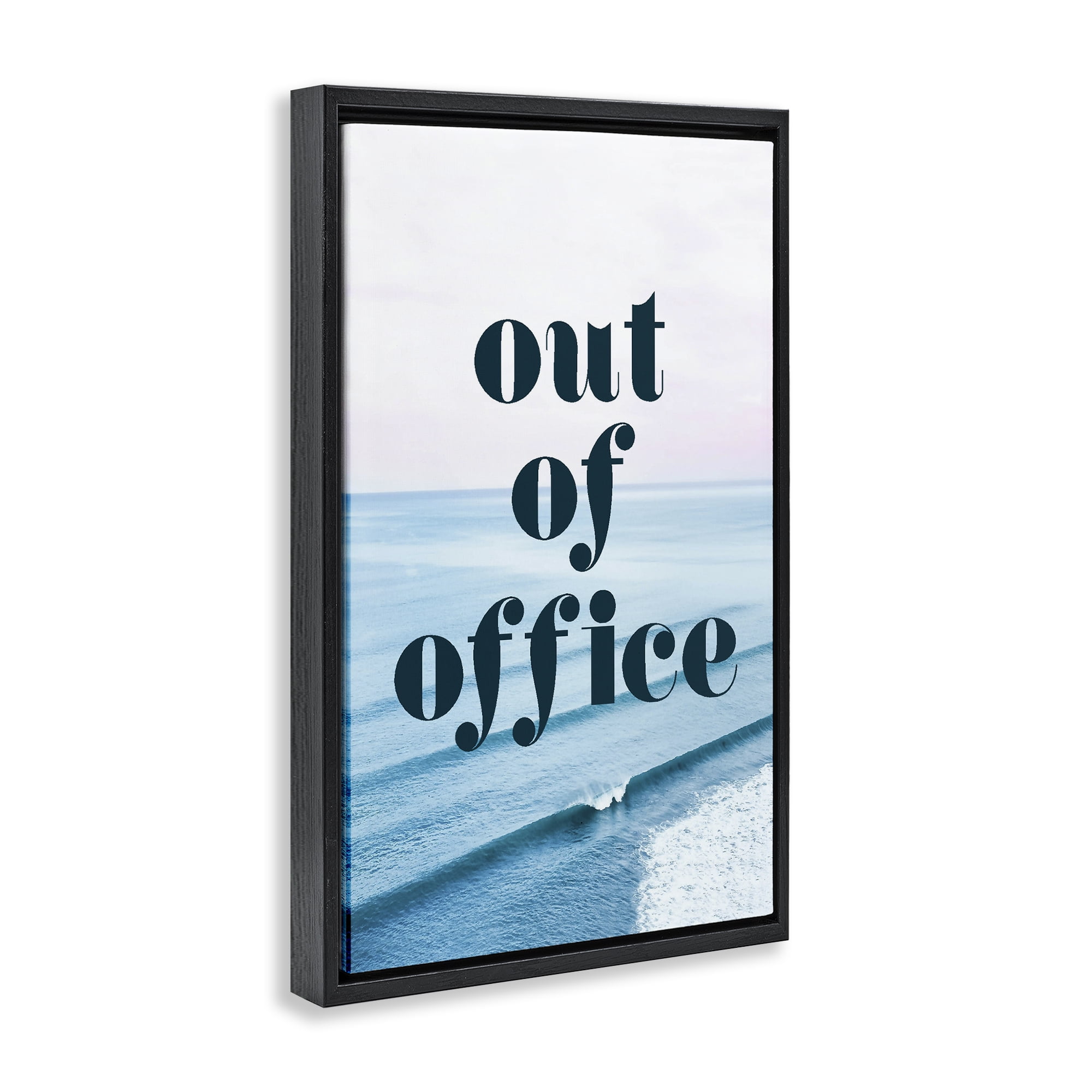 Out of Office Ocean Waves Black Framed Floater Canvas Wall Art, design by Lil' Rue