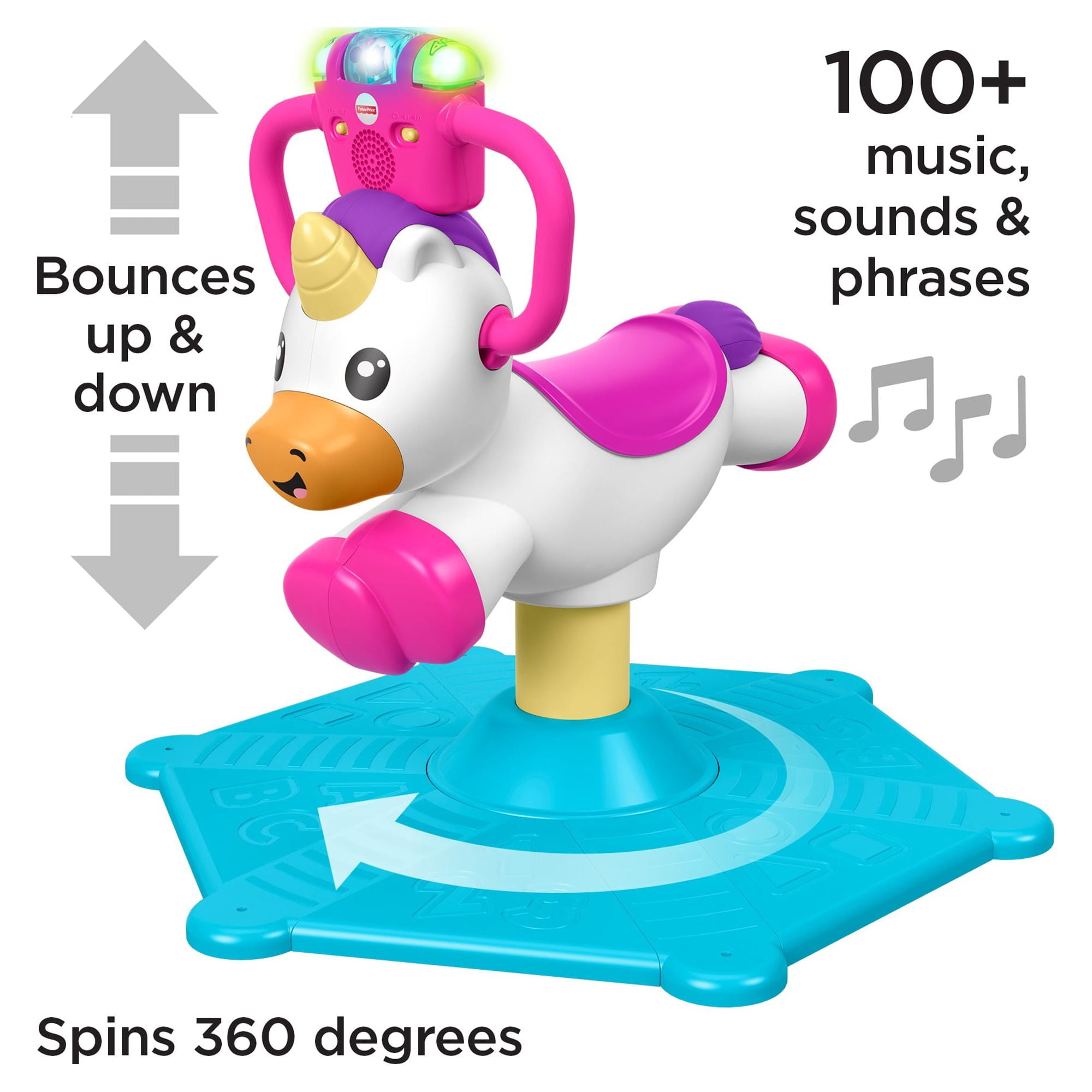 Fisher Price Bounce and Spin Unicorn with Lights and Sounds
