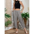 thumbnail image 5 of DOKOTOO Women's Pants Elastic Waist Drawstring Pants Casual Cotton Pants Lightweight Lounge Pants with Pockets Size L, 5 of 9