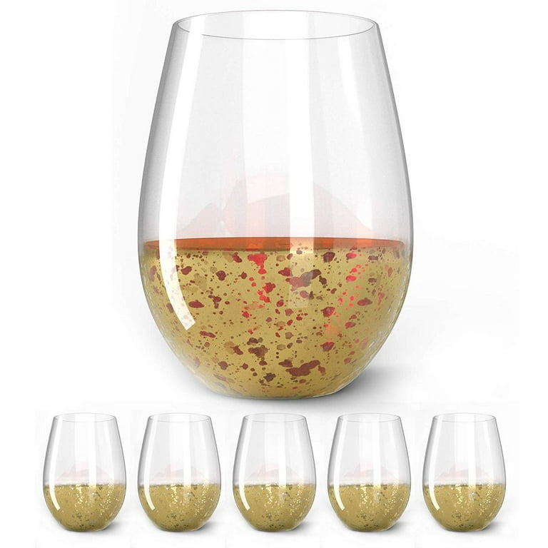 Kitchen Lux Gold-Dipped Stemless Wine Glass, Drinking Glasses