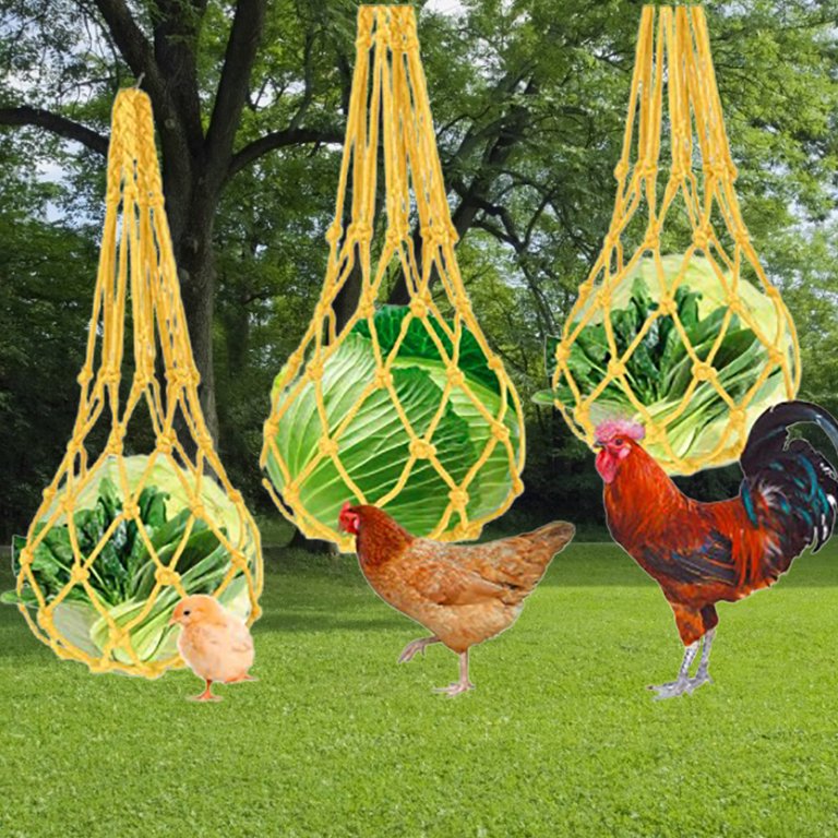 Chicken Vegetable String Bag Feeder Skewers Lettuce Hanger for Chicken House Yellow, Size: 57 cm