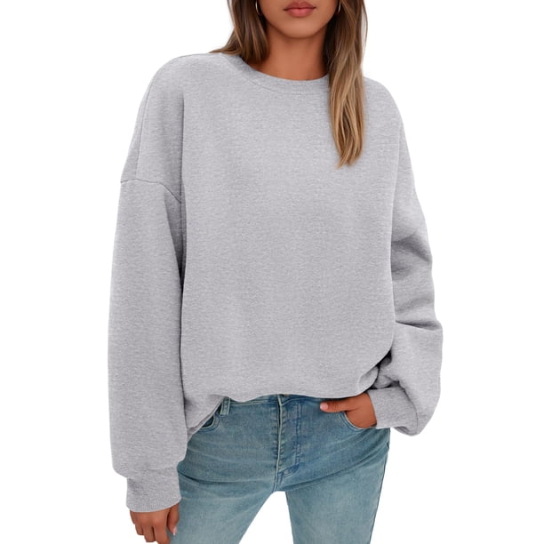 Buzo PRETTYGARDEN Oversized Cuello Redondo Manga Larga Gris XL