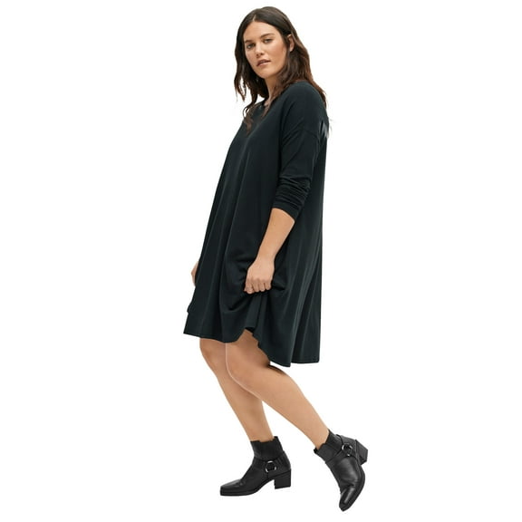ellos Women's Plus Size Knit Trapeze Dress - 10/12, Black