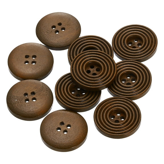 10pcs 36L DIY Sewing Buttons 7/8"(23mm) Wooden Round Flat 4-Hole Craft Replacement Buttons for Sewing Clothing Handmade Crafts, Brown