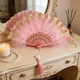 thumbnail image 6 of Ohmyroo Vintage Feather Folding Fan Artisanal Performance Prop For Wedding Garden Gatherings Multicolor 16x9 Inch, 6 of 7