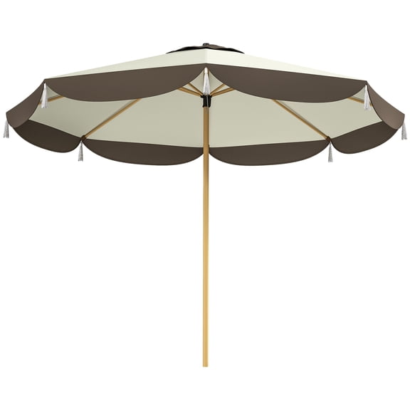 9 Ft Patio Umbrella, UPF 50 Outdoor Market Umbrella with 8 Ribs, Vented Outdoor Table Umbrella for Deck, Backyard and Lawn, Cream White