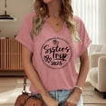 thumbnail image 2 of Telankuip 2026 Sisters Trip T-Shirts for Women Loose Fit V-Neck Short Sleeve Graphic Tees Summer Beach Vacation Travel Comfort Breathable Casual Tops with Letter Printed Design Pink XL, 2 of 4