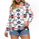 thumbnail image 3 of TaTaai Western Print T-Shirt Lightweight Soft Women's Fashion Casual Round Neck Long Sleeve Button Detail Retro Loose Spring Daily Wear Top Gift, 3 of 5