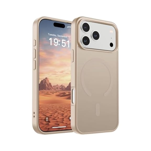 ZHU997 Magnetic for iPhone 17 Pro Max Case (Compatible with MagSafe)(Military Grade Drop Protection) Translucent Matte Shockproof with Anti-Fingerprint Phone Cover 2025,Desert Gold