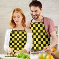 thumbnail image 5 of Yellow and Black Checkered Pattern Apron-Garden Aprons for Women with Pockets-Cotton Linen Waterproof Kitchen Cooking Gardening Aprons Adjustable for Kitchen,Cooking,BBQ and Salon 33x27 Inch, 5 of 7