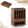 thumbnail image 3 of Costway Record Player Stand with Drawer & Record Holder,Lockable Wheels for Living Room Walnut, 3 of 10