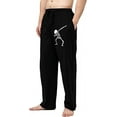 thumbnail image 2 of Bintangor Men's Sleep Pajama Pants 100% Cotton Knit Elastic Waistband Lounge Wear Long Skeleton Black L, 2 of 3