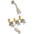 thumbnail image 1 of Kingston Brass KB238AX Robinet de Baignoire et de Douche avec Poignée à 3 Croisillons, Nickel Brossé, 1 of 3