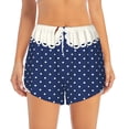 thumbnail image 2 of Logiee Vintage Blue Polka-dot Print Women 2 in 1 Running Shorts,High Waisted Athletic Shorts,Gym Workout Shorts with Liner Pockets-Small, 2 of 7