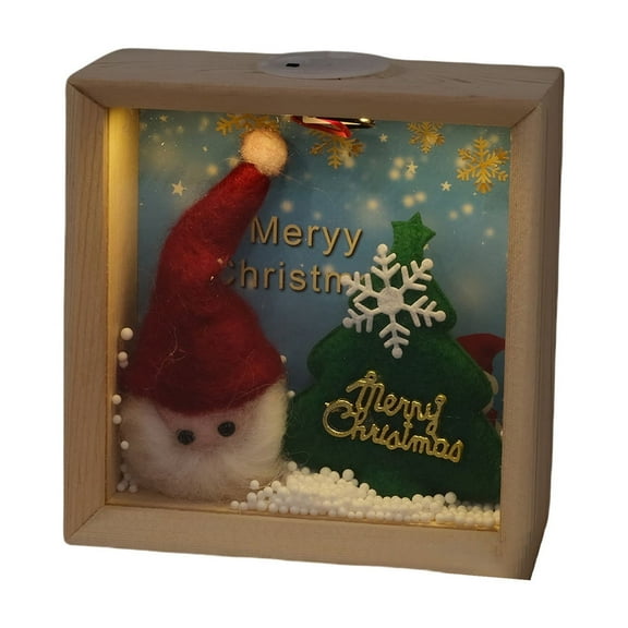Wooden Photo Frame Night Light Christmas Night Lights Ornament Holiday Gift Decoration Living Room Bedroom Office Ornament