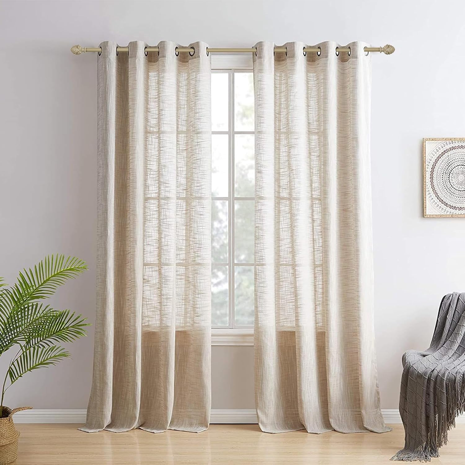 Urbanest Adjustable Single Curtain Rod Set Artichoke Finials – 1 - Inch Diameter, With Cottage Rod, 48–84 Inches