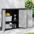 thumbnail image 2 of Lockable Outdoor Storage Cabinet, 38.2x14.6x33.5 Inches, PP Polypropylene, Adjustable Shelf for Garden Tools and Household Supplies, 2 of 9