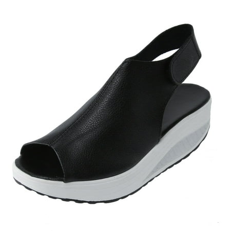 

nsendm Wide Width Sandals for Women Fashion Summer Women Sandals Wedge Heel Thick Sole Comfy Wedge Sandals for Women Black 8.5
