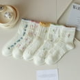 thumbnail image 4 of Zhengup Womens Crew Socks Casual Cotton Cute Socks Fun Novelty Girl Thin Dress Floral Ankle Socks 5 Pack, 4 of 7