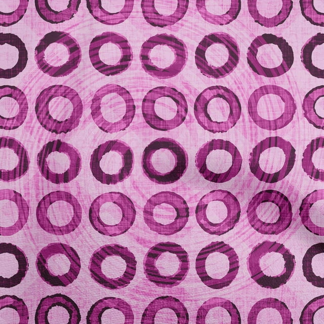oneOone Georgette Viscose Fuschia Pink Fabric Circle Sewing Craft Projects Fabric Prints By Yard 42 Inch Wide