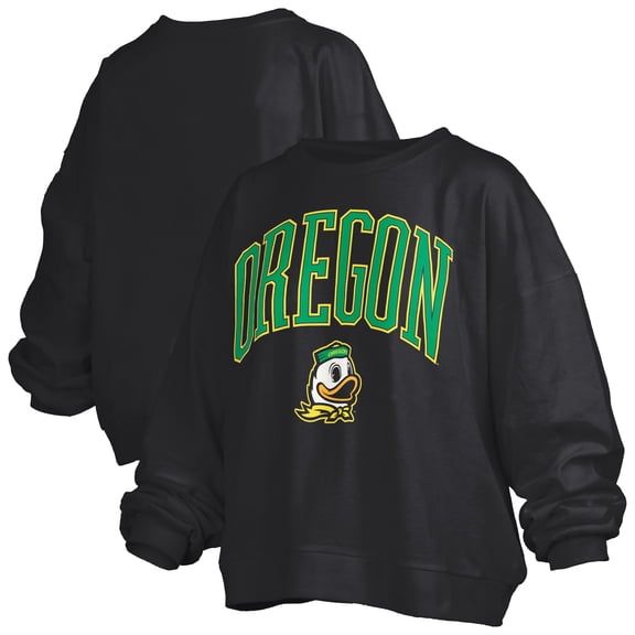 Women's Pressbox Black Oregon Ducks Janise Fleece Sweatshirt