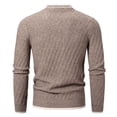 thumbnail image 4 of JUUYY Men's Casual Pullover Sweater Contrast Trim Sweater Round Neck Long Sleeve Drop Shoulder Casual Regular Fit Winterr Warm Clothes Khaki XL, 4 of 4