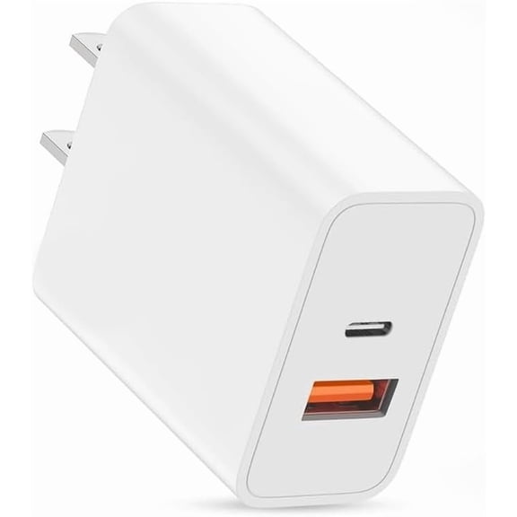 USB C Wall Charger Block,20W USB C&USB A Dual Port Charging Block Plug USB C Power Adapter Compatiblefor iPhone 17/17e /17 Pro Max/Air/16e/16 ProMax/16Plus/15/14/13/12/11/XS,iWatch,iPad Pro/Air/Mini