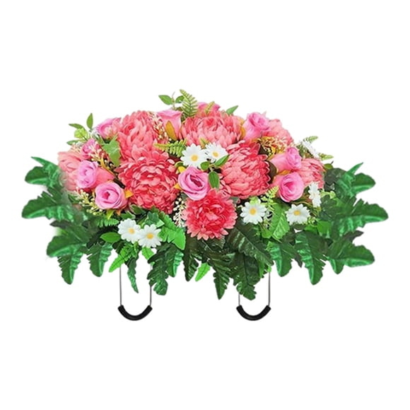 Grave Flowers, Artificial Sympathy Flower Arrangement for Memorial Grave Decoration, Outdoor Weather Resistant Cemetery Flowers for Tombstone Decor