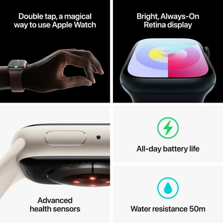 Apple Watch Series 9 (GPS) 41mm Starlight Aluminum Case with Starlight Sport Band with Blood Oxygen - S/M - Starlight